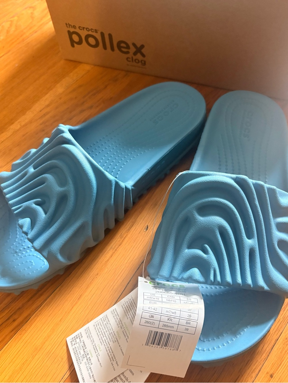 CROCS Light Blue Ruffle Slide Sandals - Picture 3 of 8